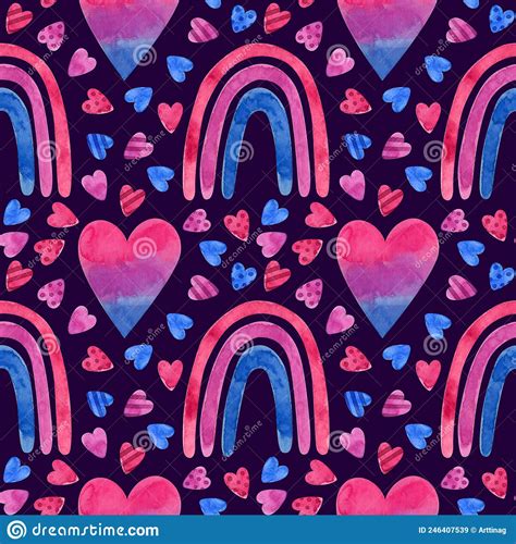 Bisexual Pride Seamless Pattern Lgbt Art Rainbow Clipart Stock Illustration Illustration Of