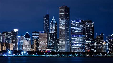 Hd Wallpaper United States Illinois Chicago Skyscrapers City Night