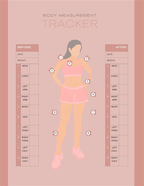 Printable Body Measurement Tracker Body Size Log Diet Etsy