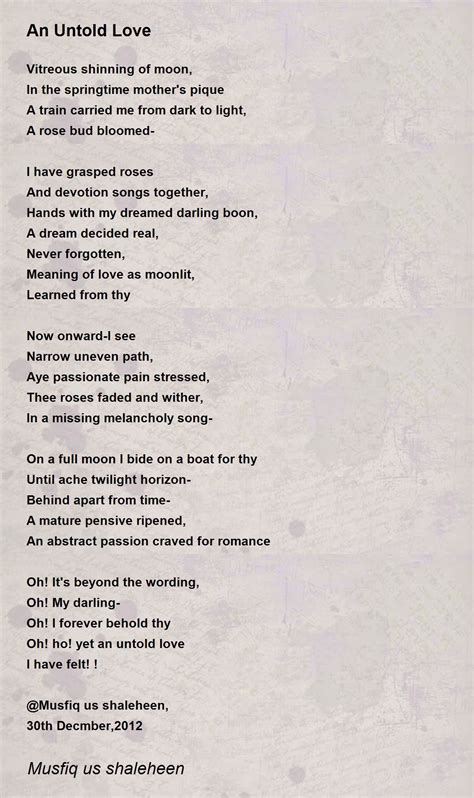 An Untold Love Poem By Musfiq Us Shaleheen Poem Hunter