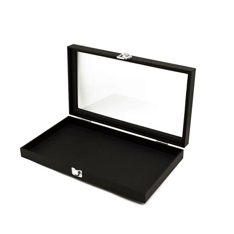 Jewelry Showcase Display Case Glass Top Portable Travel Box Black Best