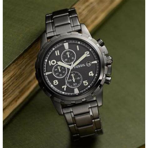 Fossil Dean Chronograph Smoke Stainless Steel Mens Watch Fs4721