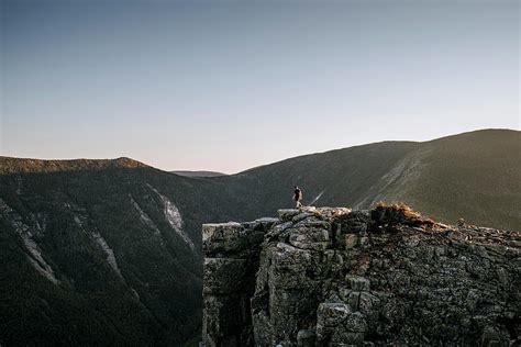 Male Hiker Walks To End Of Bondcliff White Mountains New Hampshire