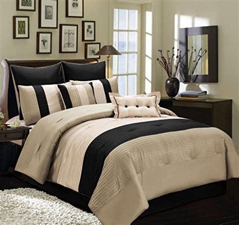 Shop wayfair.ca for all the best king comforters & sets. 8 PC Beige, Taupe and Black Faux Silk Full Comforter ...