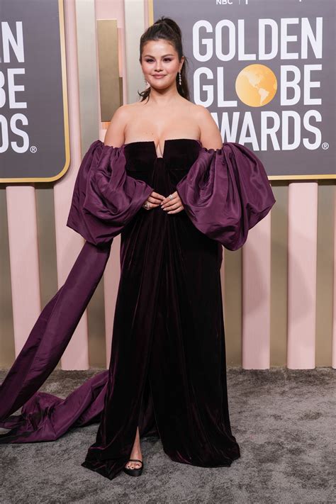 Selena Gomez Wore Voluminous Purple Statement Sleeves On The Golden