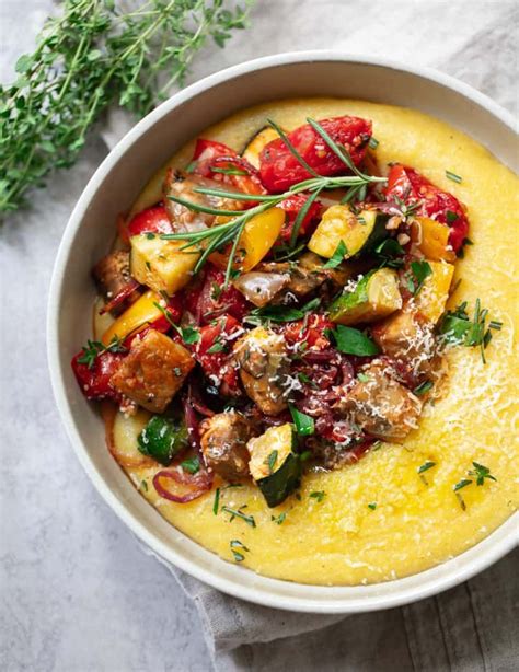 Parmesan Polenta With Roasted Vegetables Vegetarian Dishes Healthy