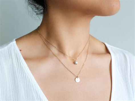 Dainty Hanging Freshwater Pearl Necklace Dainty Pearl Etsy