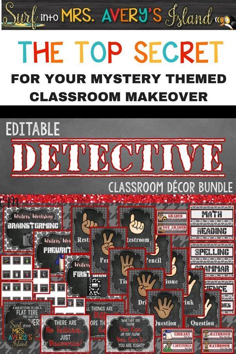 Detective Classroom Theme Decor Bundle Editable Detective Themed