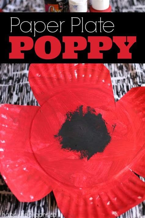 paper plate poppy craft  preschool happy hooligans