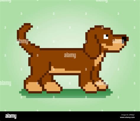 8 Bit Pixel Of Beagle Dog Animal For Asset Games In Vector