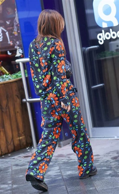 Myleene Klass In A Black Floral Jumpsuit Arrives At The Smooth Radio In London Celeb Donut