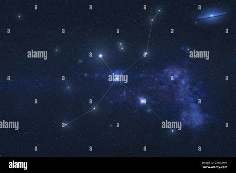 Estrellas De Constelación De Cygni En El Espacio Exterior Líneas De
