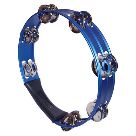 opus percussion 10 tambourine with double row jingles in blue