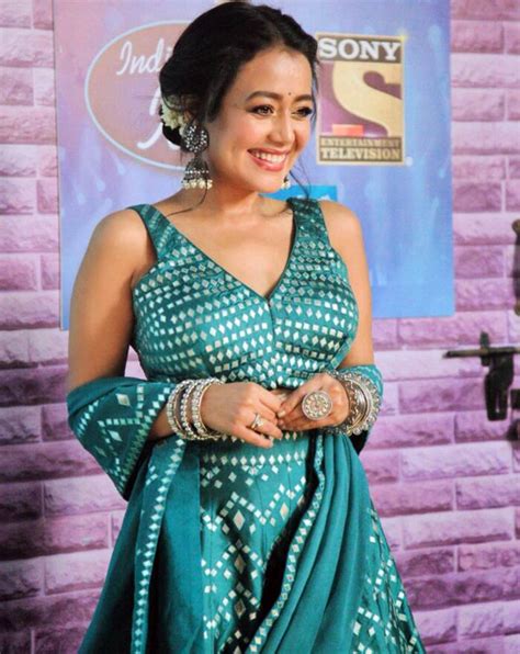 Neha Kakkar Looks Vibrant In A Teal Colour Lehenga