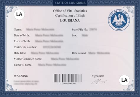 Louisiana La Birth Certificate Online Us Birth Certificates
