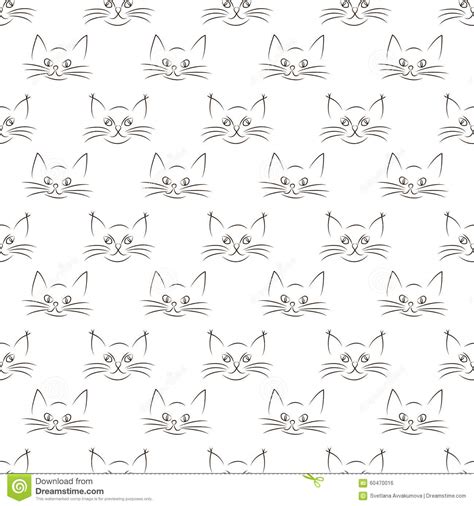 Seamless Cats Pattern The Cat S Head Stock Vector Illustration Of Beautiful Domestic 60470016