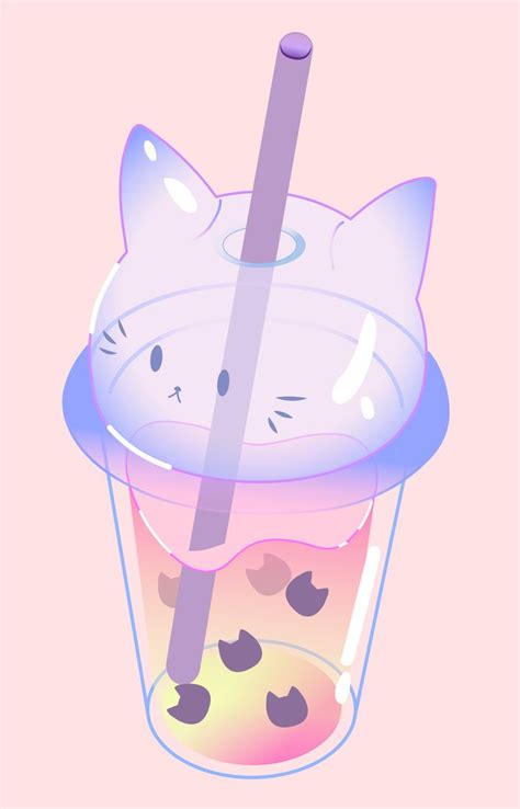 Cute Boba Tea Kitty Kawaii Wallpaper Cute Cartoon Wallpapers Cute