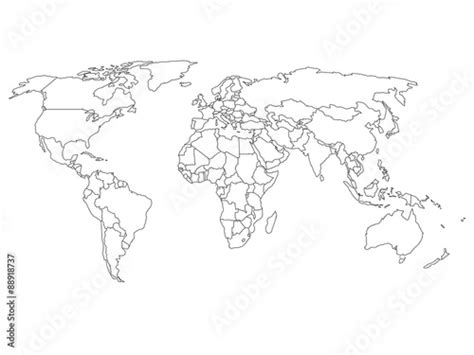 World Map With Country Borders Stock Vector Adobe Stock