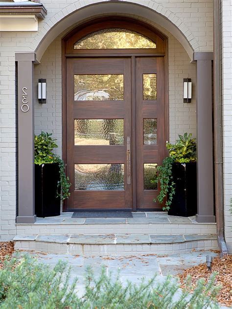 Front Door Curtain Panel With Contemporary Front Doors Exterior