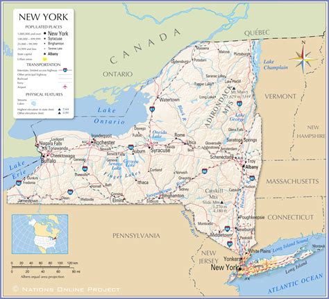 Reference Maps Of The State Of New York Usa Nations Online Project