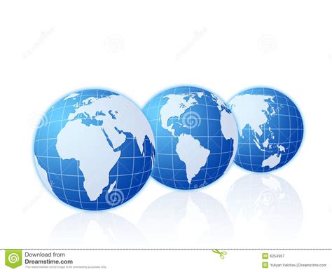 Three 3d Globes With World Maps Vector Royalty Free Stock Photography