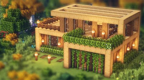 Minecraft Tutorial Casa Moderna De Madeira Youtube