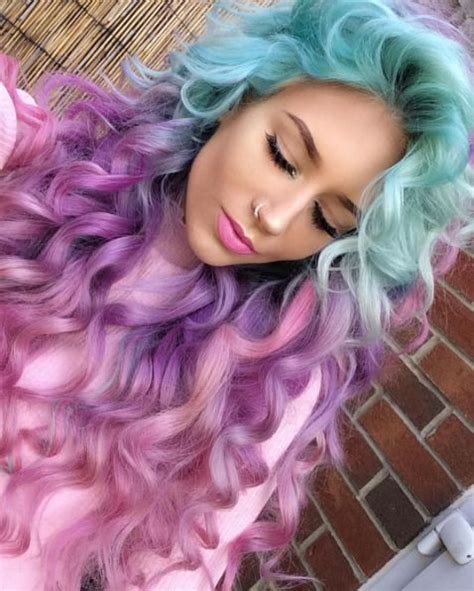 Amy Pastel Blue Pink Ombre Dyed Hair Color Cute Hair Colors Pretty