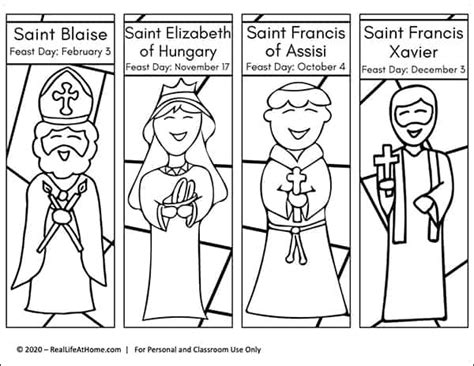 Printable Color Your Own Saint Bookmarks For Kids And Adults