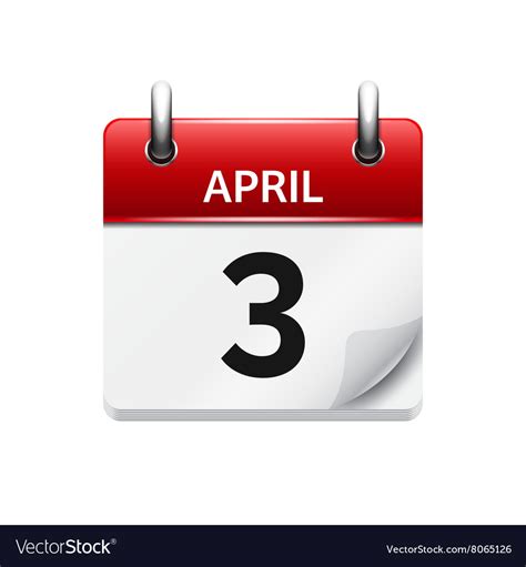 April 3 Flat Daily Calendar Icon Date Royalty Free Vector