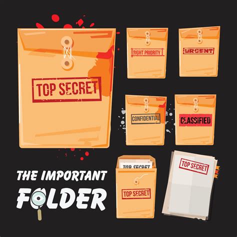 Top Secret Folder And Paper Set Vector 2242583 Vector Art At Vecteezy