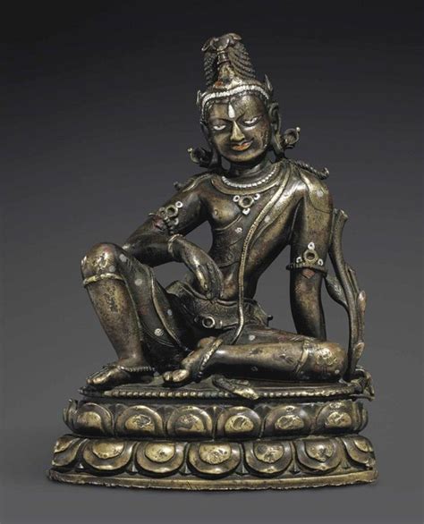A Fine And Rare Silver And Copper Inlaid Bronze Figure Of Maitreya