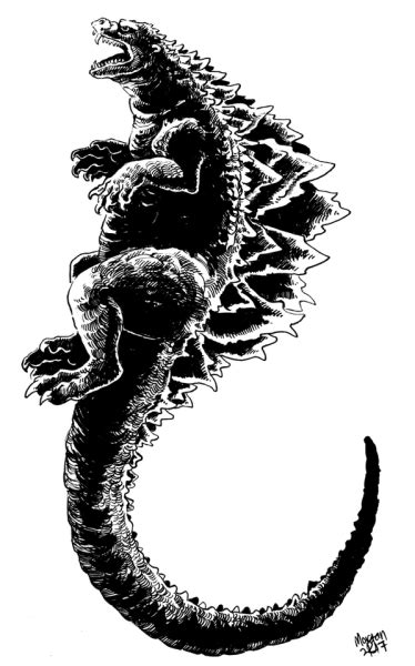 Godzilla Tattoo Flash Tattoo Design