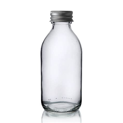 200ml Clear Glass Bottle With Metal Cap Uk