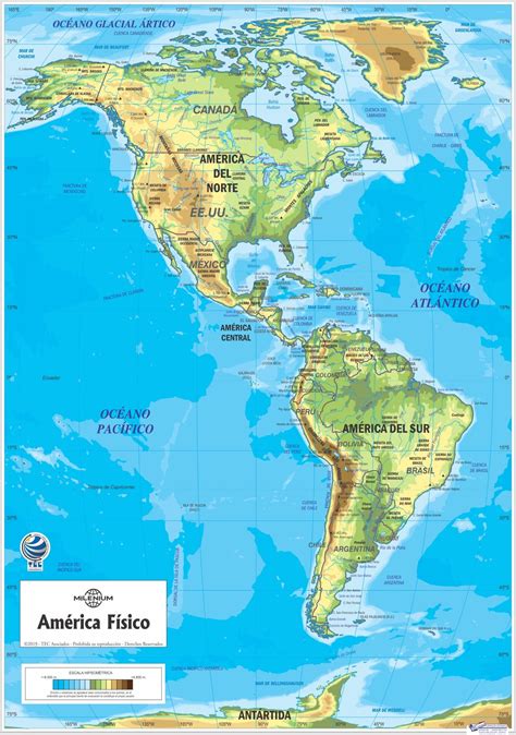 Mapa Tres Américas Físico Flexible O Rígido Tec Asociados