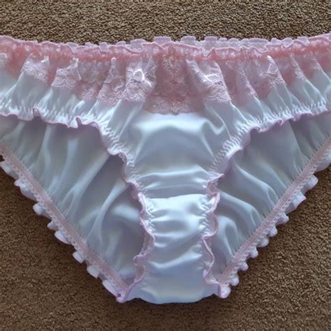 White Silk Pink Lace Ruffled Panties Handmade Silk Etsy