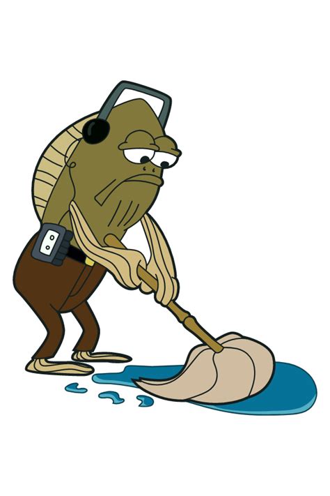Fred The Fish Mopping Meme Sticker A Resident Of Bikini Bottom Fred