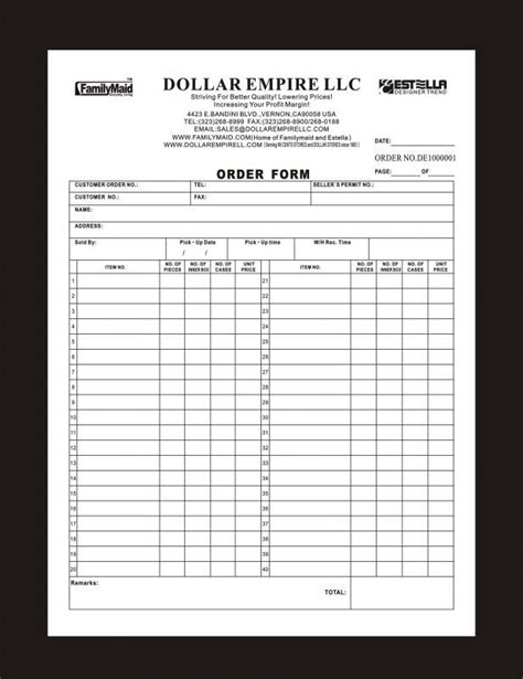 Excel Templates Wholesale Form