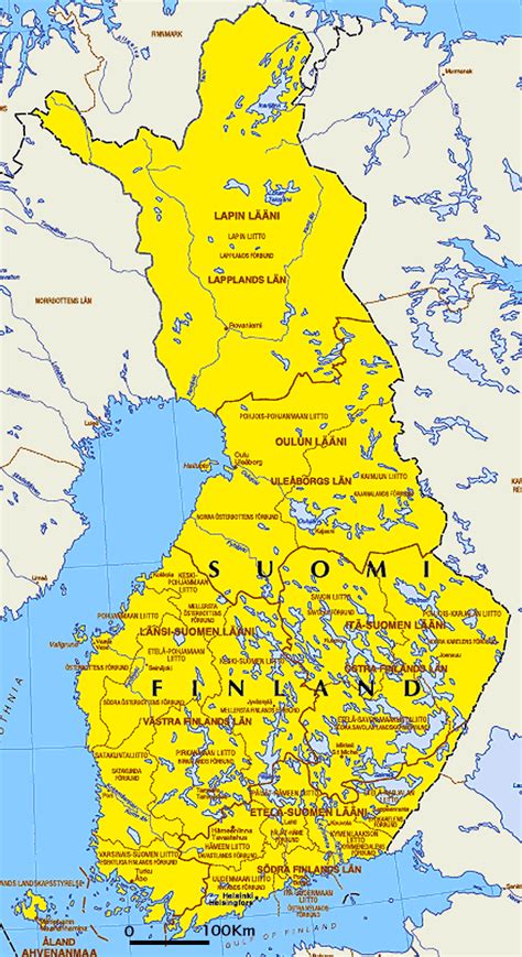 Mapa De Finlandia Fisico Politico