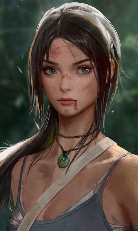 Download Wallpaper 480x800 Tomb Raider Lara Croft Video Game Artwork