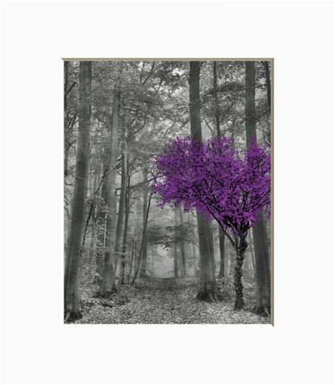 Black White Purple Wall Art Tree Forest Artwork Purple Etsy