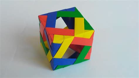 Куб из модулей с отверстиями по бокам оригами Cube From Modules With