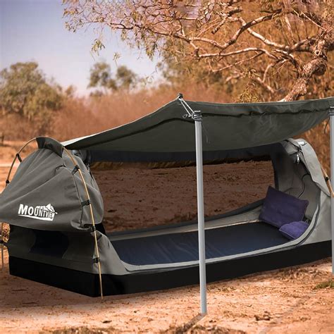 Mountview Double Grey Camping Swags Canvas Dome Tent Free Standing