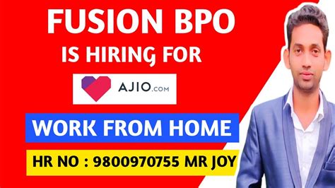 Fusion Is Hiring For Ajio Process Work From Home Jobs Fusion Bpo