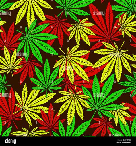 Rasta Weed Seamless Pattern Vector Rastafarian Cannabis Leaves