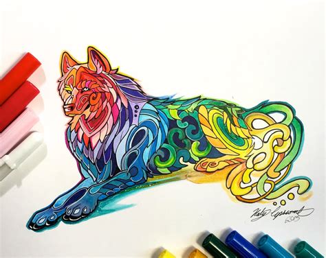 315 Laying Rainbow Wolf By Lucky978 On Deviantart