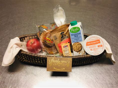 Complimentary Breakfast Basket With Pre Packaged Items Delivered To