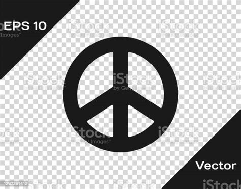 Black Peace Icon Isolated On Transparent Background Hippie Symbol Of