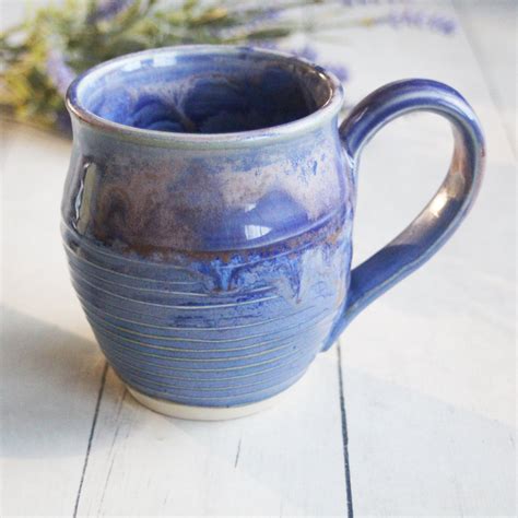 Andover Pottery — Gorgeous Pottery Mug In Purple And Blue Glazes 14 Oz