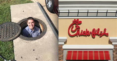 Chick Fil A Employee Climbs Down Storm Drain To Save Customers Phone