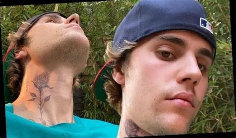Justin Bieber Gets A Rose Tattooed On His Neck By Artist Dr Woo